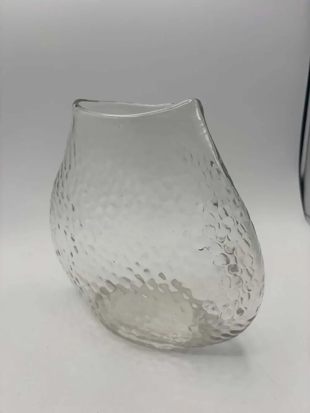 Vintage Clear Dimpled Honeycomb Art Glass Vase